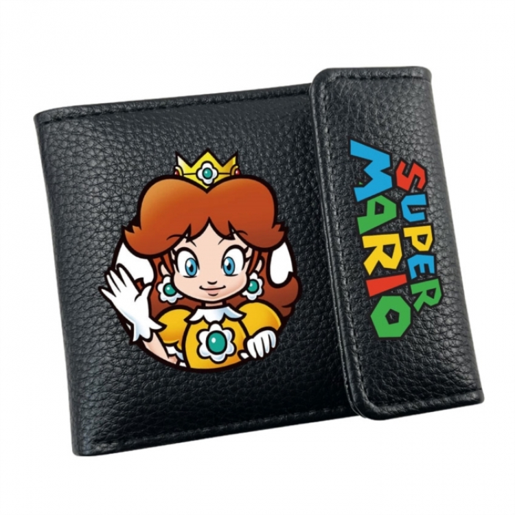 Super Mario Anime Litchi Pattern Hidden Buckle Half Fold Printed Wallet 12X10X2CM