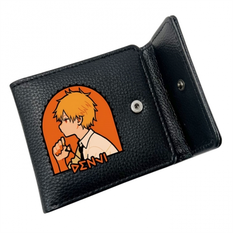 Chainsaw man Anime Litchi Pattern Hidden Buckle Half Fold Printed Wallet 12X10X2CM