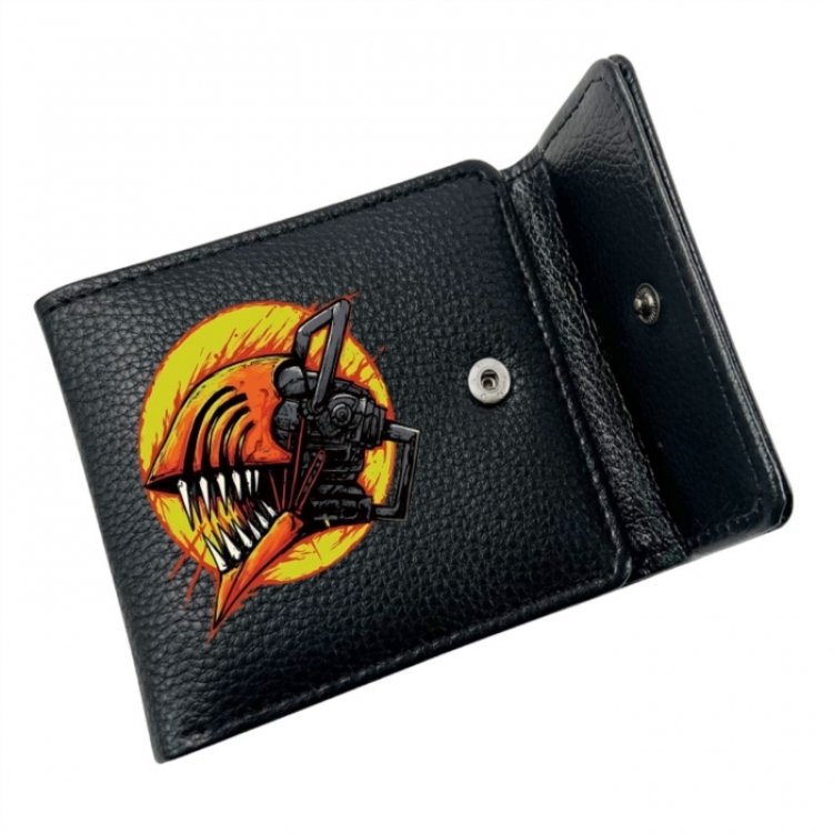 Chainsaw man Anime Litchi Pattern Hidden Buckle Half Fold Printed Wallet 12X10X2CM