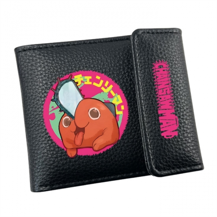 Chainsaw man Anime Litchi Pattern Hidden Buckle Half Fold Printed Wallet 12X10X2CM
