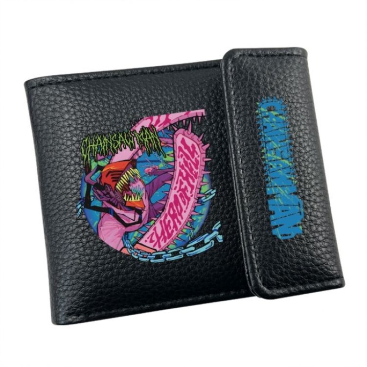 Chainsaw man Anime Litchi Pattern Hidden Buckle Half Fold Printed Wallet 12X10X2CM