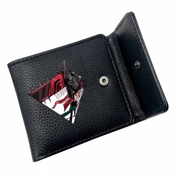 Chainsaw man Anime Litchi Pattern Hidden Buckle Half Fold Printed Wallet 12X10X2CM