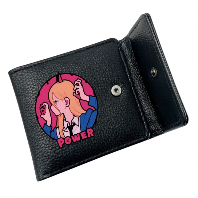 Chainsaw man Anime Litchi Pattern Hidden Buckle Half Fold Printed Wallet 12X10X2CM