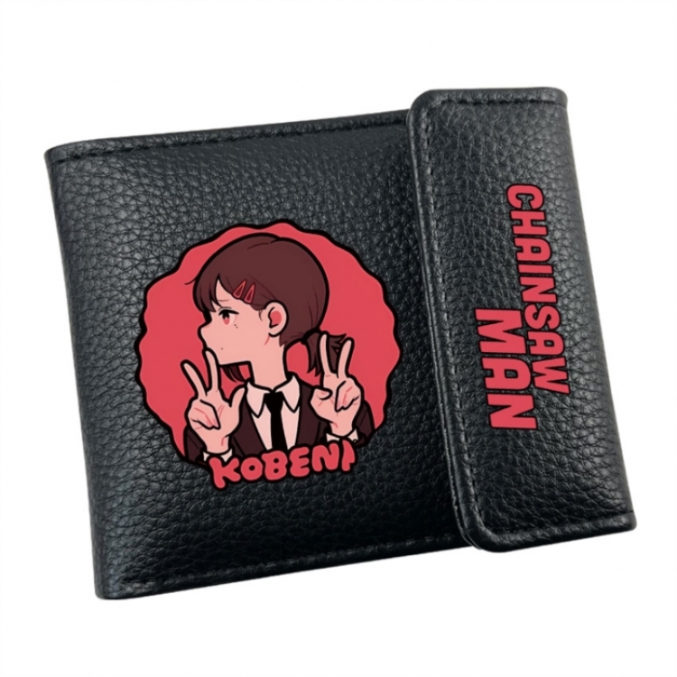 Chainsaw man Anime Litchi Pattern Hidden Buckle Half Fold Printed Wallet 12X10X2CM