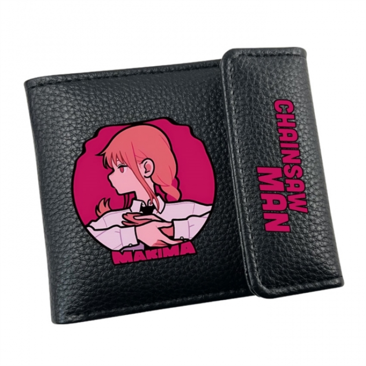 Chainsaw man Anime Litchi Pattern Hidden Buckle Half Fold Printed Wallet 12X10X2CM
