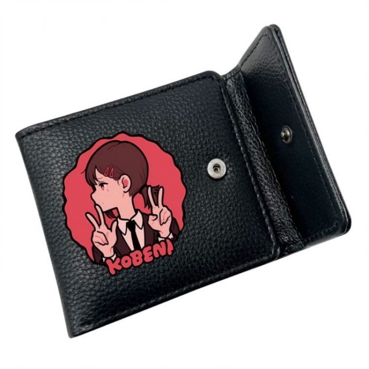 Chainsaw man Anime Litchi Pattern Hidden Buckle Half Fold Printed Wallet 12X10X2CM