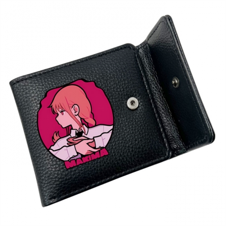 Chainsaw man Anime Litchi Pattern Hidden Buckle Half Fold Printed Wallet 12X10X2CM