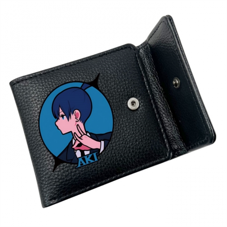 Chainsaw man Anime Litchi Pattern Hidden Buckle Half Fold Printed Wallet 12X10X2CM