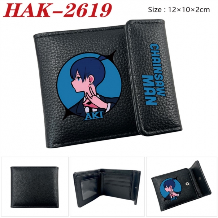 Chainsaw man Anime Litchi Pattern Hidden Buckle Half Fold Printed Wallet 12X10X2CM