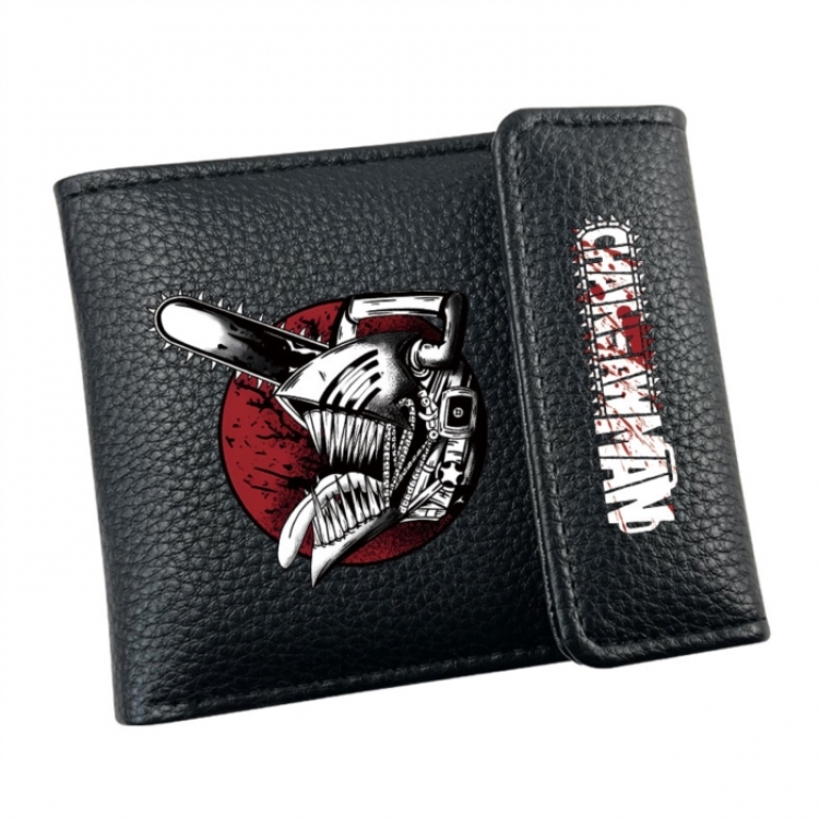 Chainsaw man Anime Litchi Pattern Hidden Buckle Half Fold Printed Wallet 12X10X2CM