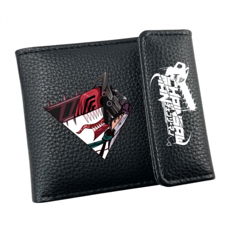 Chainsaw man Anime Litchi Pattern Hidden Buckle Half Fold Printed Wallet 12X10X2CM