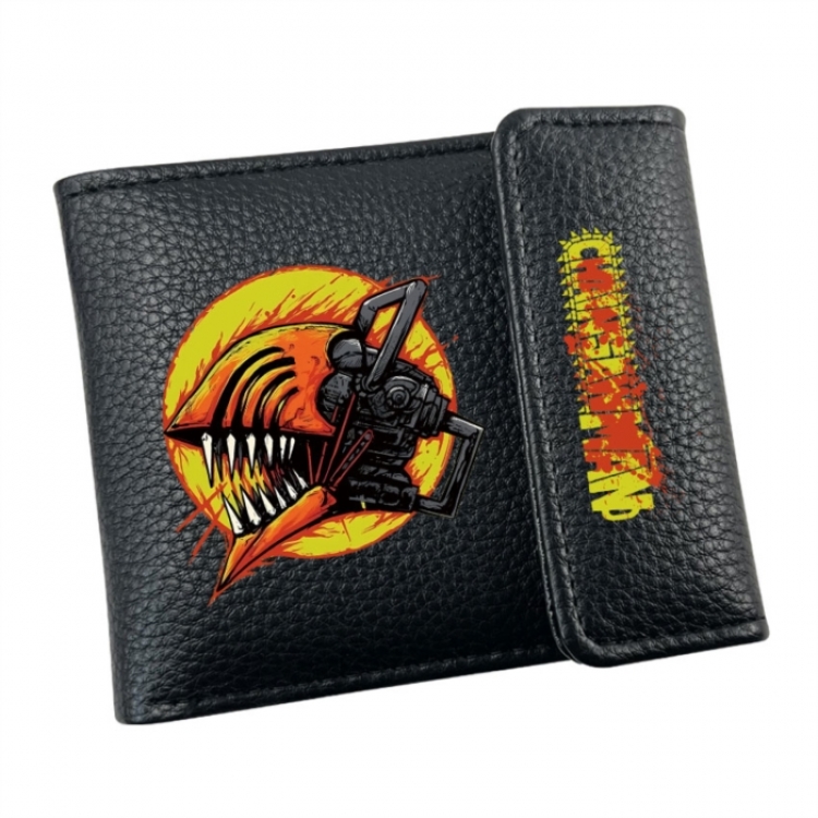 Chainsaw man Anime Litchi Pattern Hidden Buckle Half Fold Printed Wallet 12X10X2CM