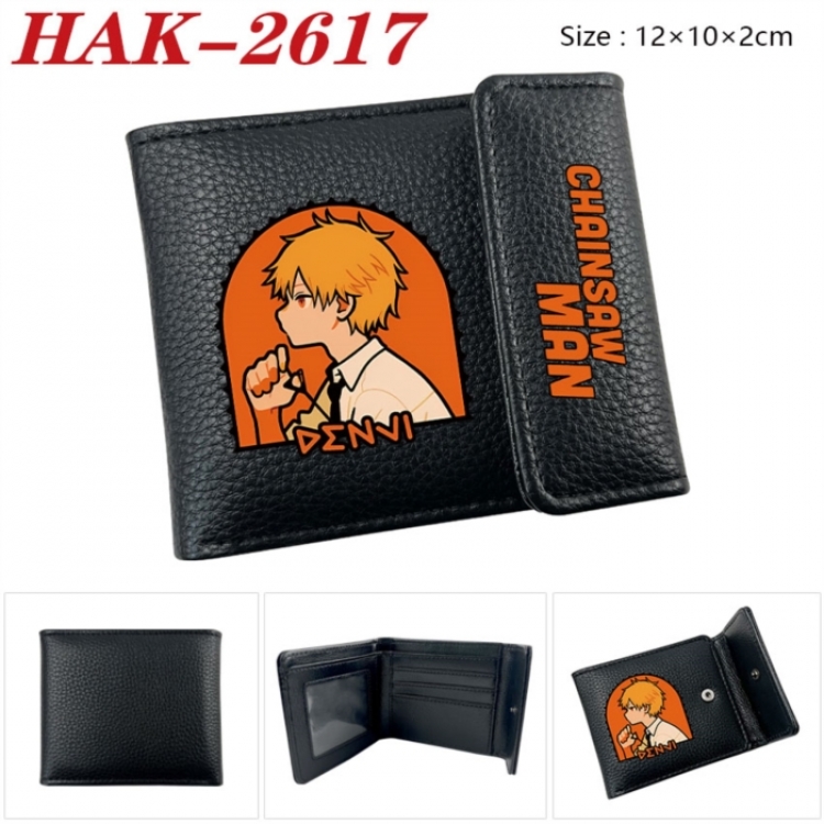 Chainsaw man Anime Litchi Pattern Hidden Buckle Half Fold Printed Wallet 12X10X2CM