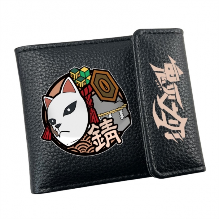 Demon Slayer Kimets Anime Litchi Pattern Hidden Buckle Half Fold Printed Wallet 12X10X2CM
