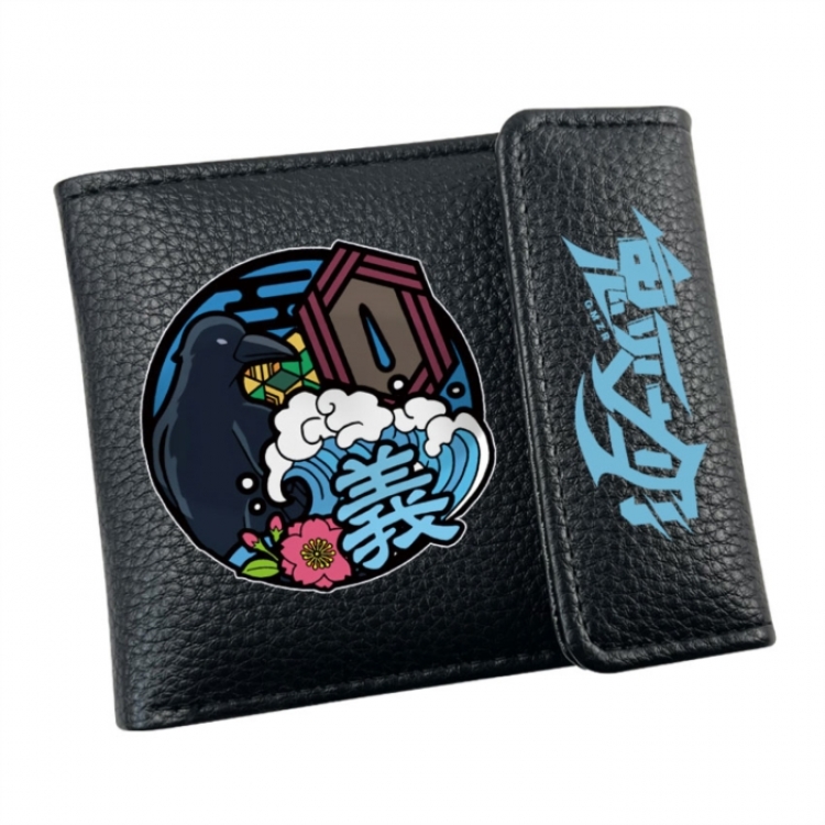 Demon Slayer Kimets Anime Litchi Pattern Hidden Buckle Half Fold Printed Wallet 12X10X2CM