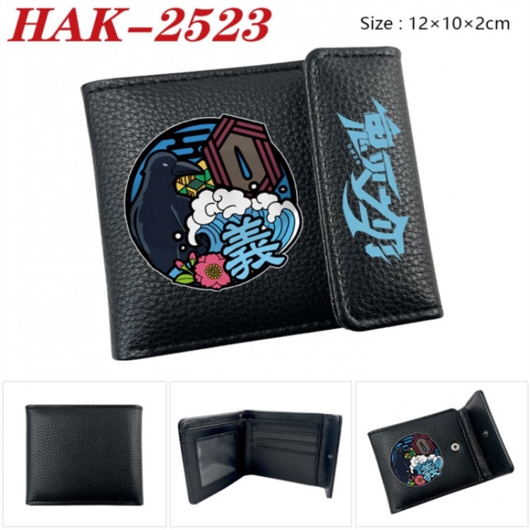 Demon Slayer Kimets Anime Litchi Pattern Hidden Buckle Half Fold Printed Wallet 12X10X2CM