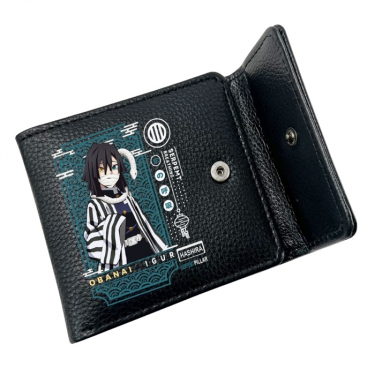 Demon Slayer Kimets Anime Litchi Pattern Hidden Buckle Half Fold Printed Wallet 12X10X2CM