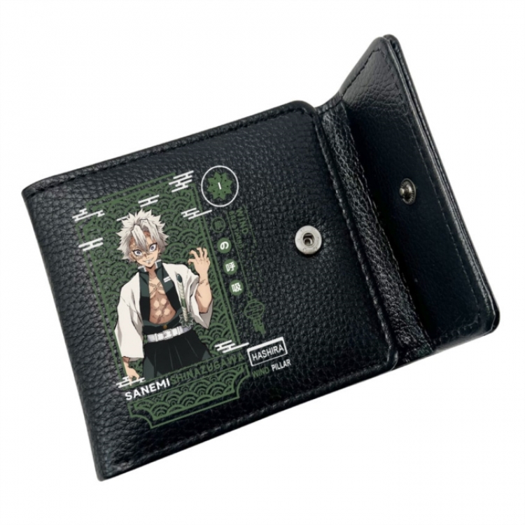 Demon Slayer Kimets Anime Litchi Pattern Hidden Buckle Half Fold Printed Wallet 12X10X2CM