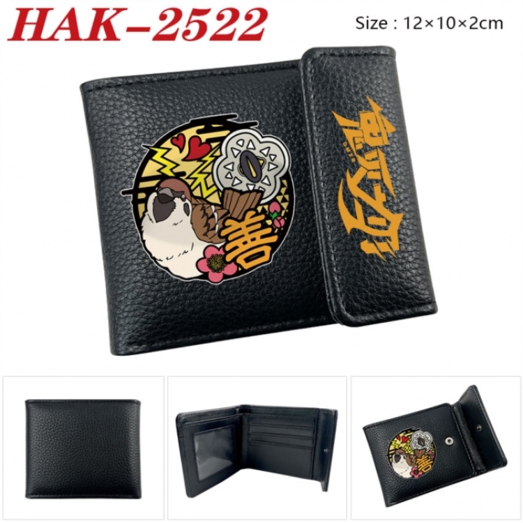 Demon Slayer Kimets Anime Litchi Pattern Hidden Buckle Half Fold Printed Wallet 12X10X2CM