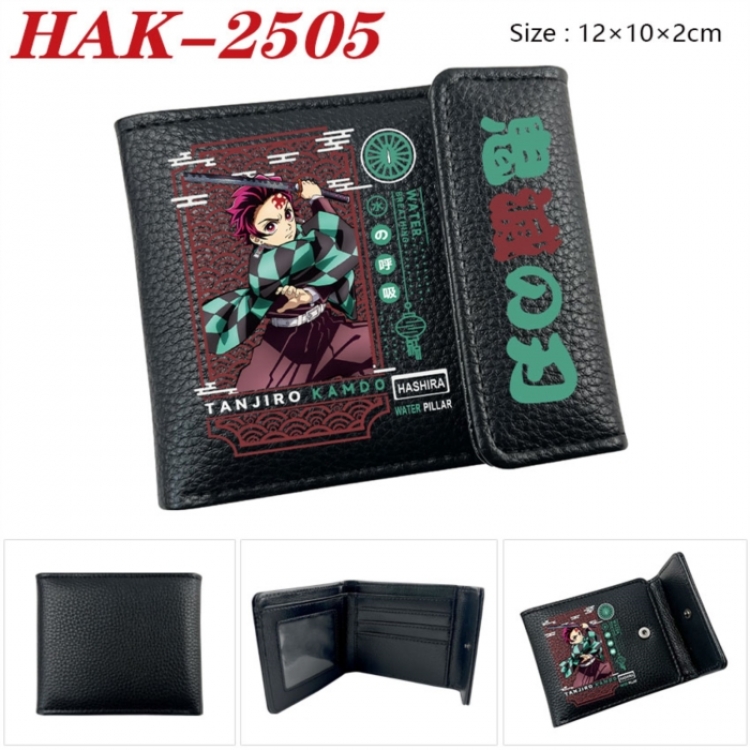 Demon Slayer Kimets Anime Litchi Pattern Hidden Buckle Half Fold Printed Wallet 12X10X2CM