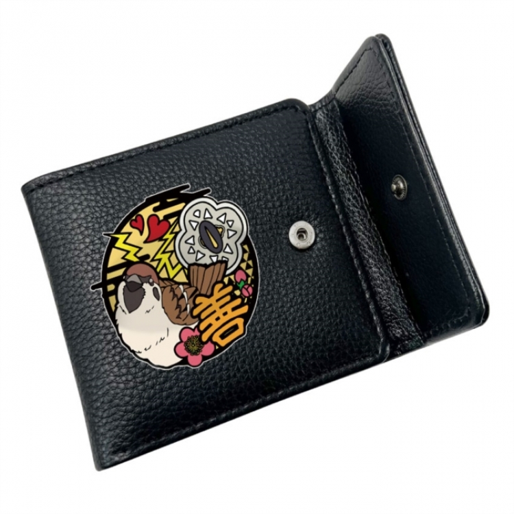 Demon Slayer Kimets Anime Litchi Pattern Hidden Buckle Half Fold Printed Wallet 12X10X2CM