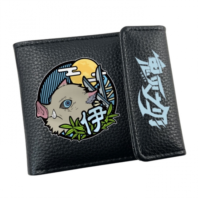 Demon Slayer Kimets Anime Litchi Pattern Hidden Buckle Half Fold Printed Wallet 12X10X2CM