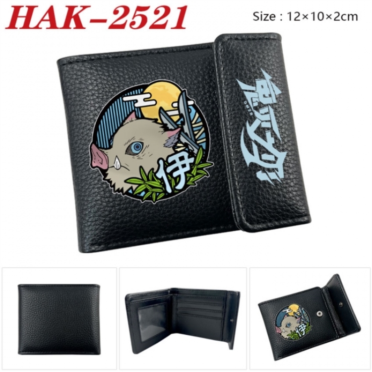 Demon Slayer Kimets Anime Litchi Pattern Hidden Buckle Half Fold Printed Wallet 12X10X2CM