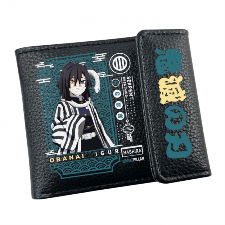 Demon Slayer Kimets Anime Litchi Pattern Hidden Buckle Half Fold Printed Wallet 12X10X2CM