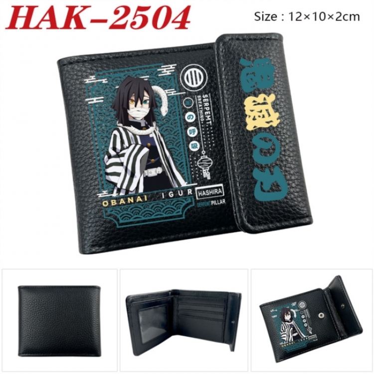 Demon Slayer Kimets Anime Litchi Pattern Hidden Buckle Half Fold Printed Wallet 12X10X2CM