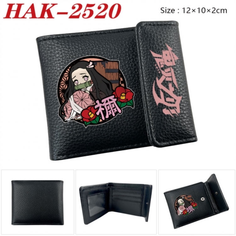Demon Slayer Kimets Anime Litchi Pattern Hidden Buckle Half Fold Printed Wallet 12X10X2CM