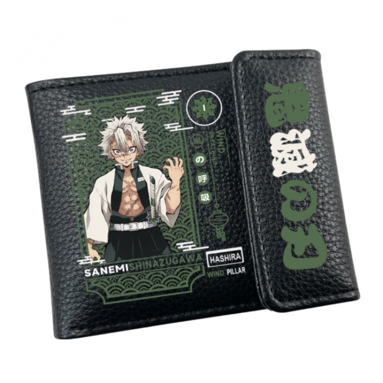 Demon Slayer Kimets Anime Litchi Pattern Hidden Buckle Half Fold Printed Wallet 12X10X2CM