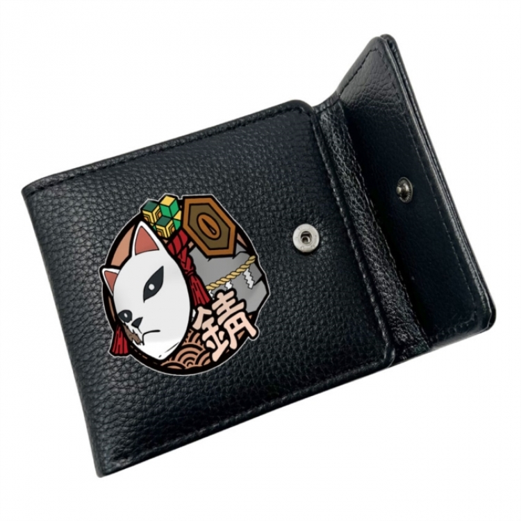 Demon Slayer Kimets Anime Litchi Pattern Hidden Buckle Half Fold Printed Wallet 12X10X2CM