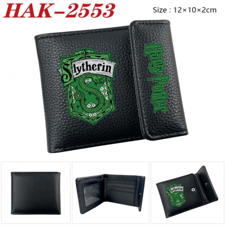 Harry Potter Anime Litchi Pattern Hidden Buckle Half Fold Printed Wallet 12X10X2CM