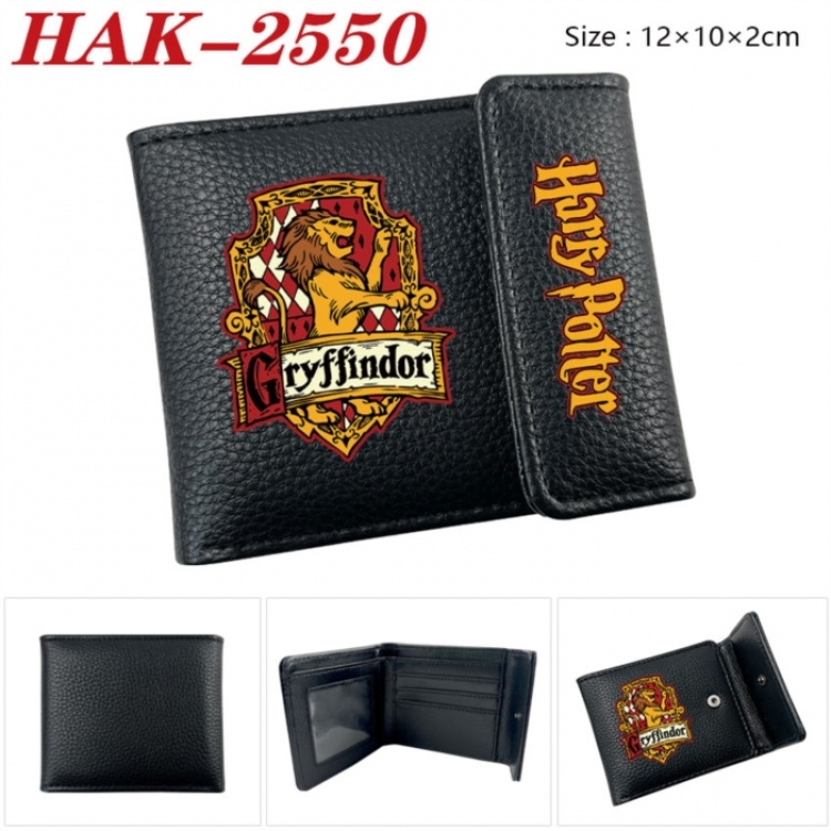 Harry Potter Anime Litchi Pattern Hidden Buckle Half Fold Printed Wallet 12X10X2CM