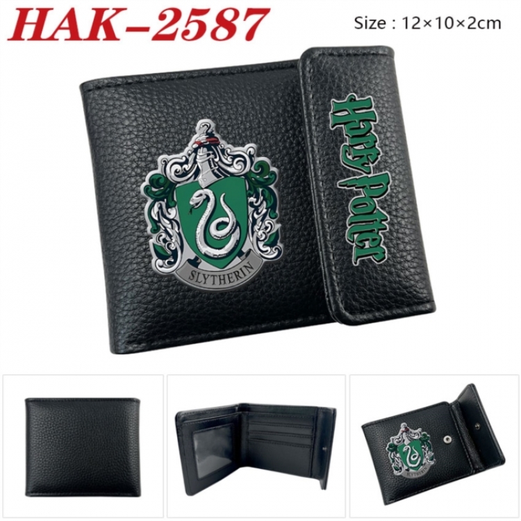 Harry Potter Anime Litchi Pattern Hidden Buckle Half Fold Printed Wallet 12X10X2CM