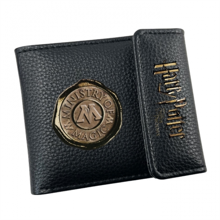Harry Potter Anime Litchi Pattern Hidden Buckle Half Fold Printed Wallet 12X10X2CM