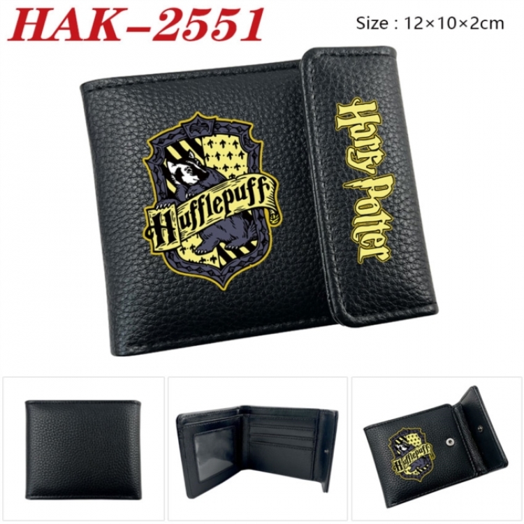 Harry Potter Anime Litchi Pattern Hidden Buckle Half Fold Printed Wallet 12X10X2CM