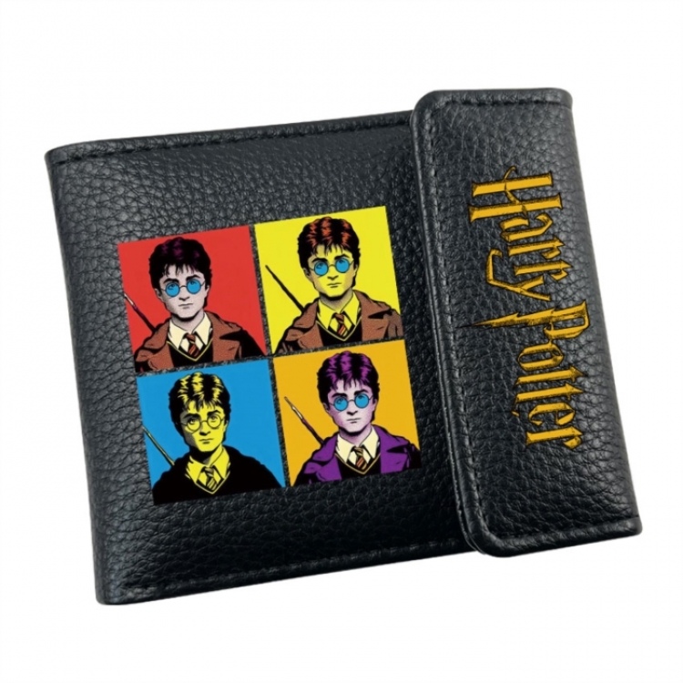 Harry Potter Anime Litchi Pattern Hidden Buckle Half Fold Printed Wallet 12X10X2CM