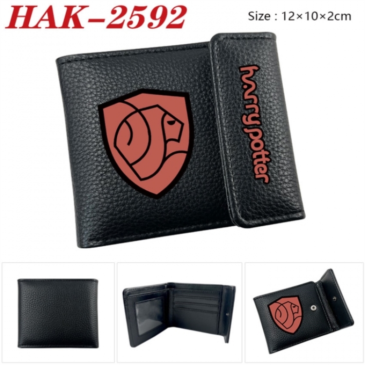 Harry Potter Anime Litchi Pattern Hidden Buckle Half Fold Printed Wallet 12X10X2CM