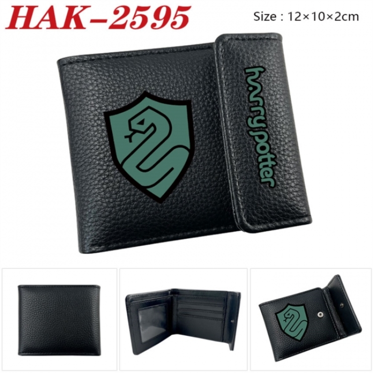 Harry Potter Anime Litchi Pattern Hidden Buckle Half Fold Printed Wallet 12X10X2CM