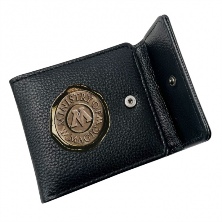 Harry Potter Anime Litchi Pattern Hidden Buckle Half Fold Printed Wallet 12X10X2CM