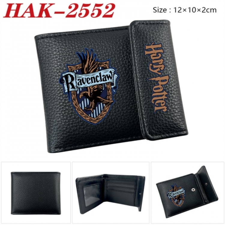 Harry Potter Anime Litchi Pattern Hidden Buckle Half Fold Printed Wallet 12X10X2CM