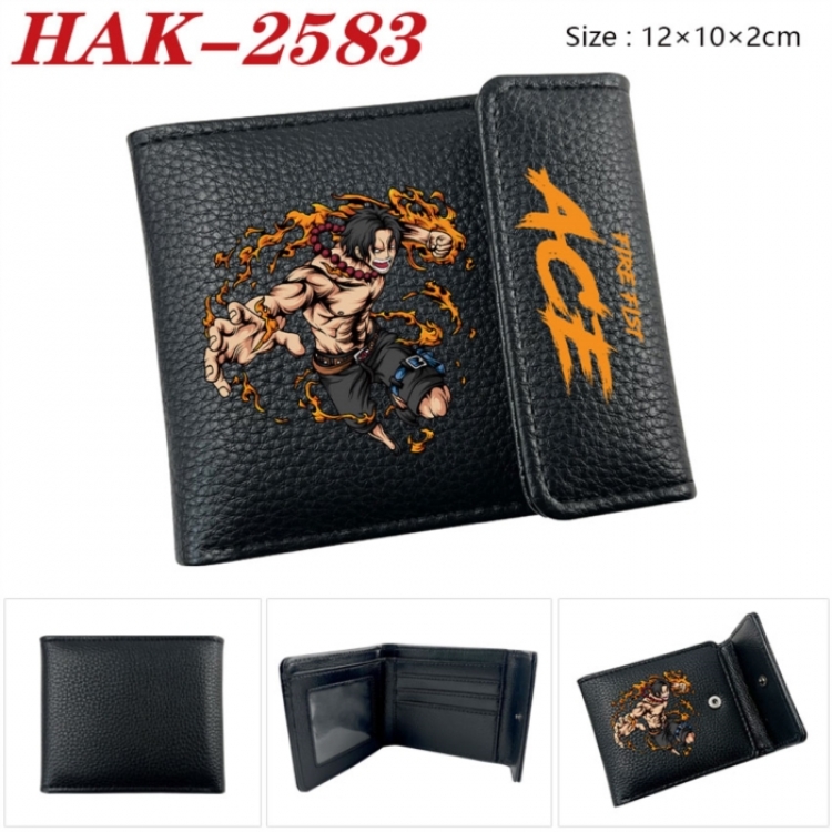 One Piece Anime Litchi Pattern Hidden Buckle Half Fold Printed Wallet 12X10X2CM