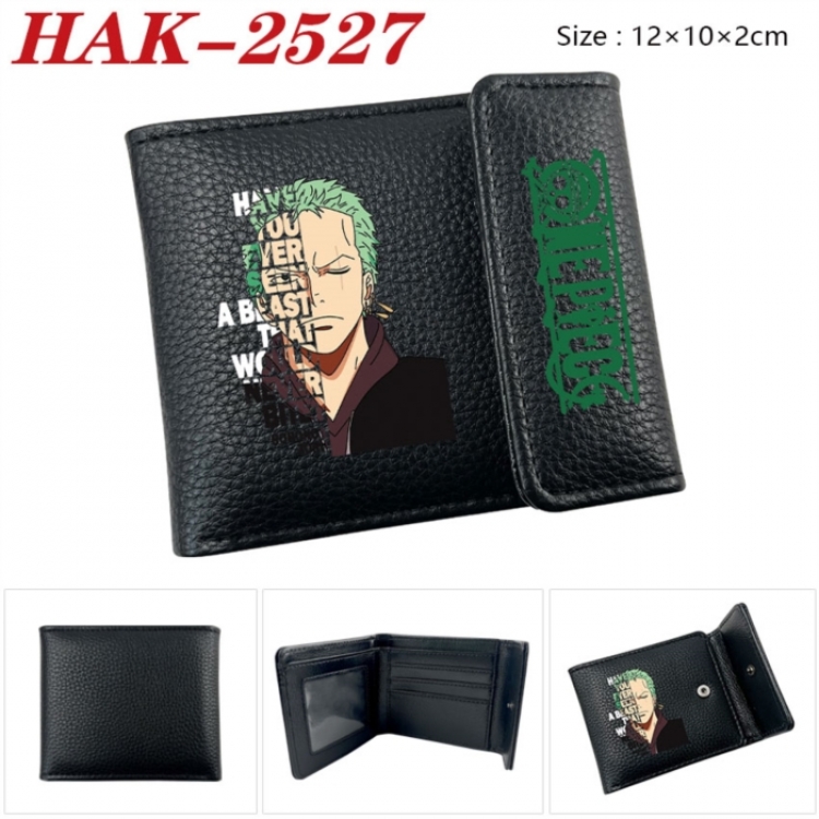 One Piece Anime Litchi Pattern Hidden Buckle Half Fold Printed Wallet 12X10X2CM