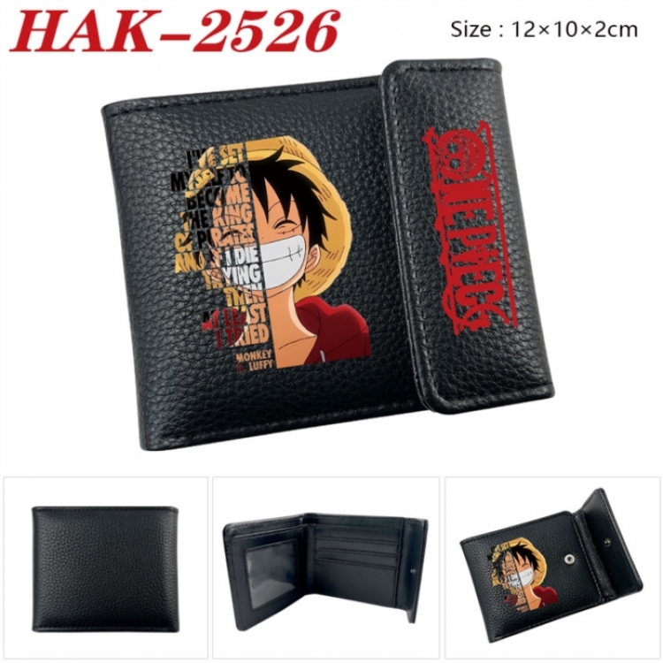One Piece Anime Litchi Pattern Hidden Buckle Half Fold Printed Wallet 12X10X2CM
