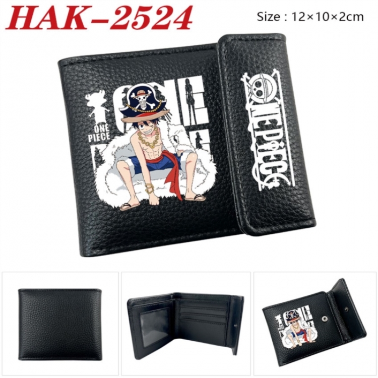 One Piece Anime Litchi Pattern Hidden Buckle Half Fold Printed Wallet 12X10X2CM