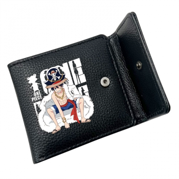 One Piece Anime Litchi Pattern Hidden Buckle Half Fold Printed Wallet 12X10X2CM