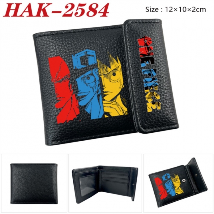 One Piece Anime Litchi Pattern Hidden Buckle Half Fold Printed Wallet 12X10X2CM