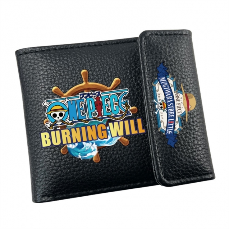 One Piece Anime Litchi Pattern Hidden Buckle Half Fold Printed Wallet 12X10X2CM