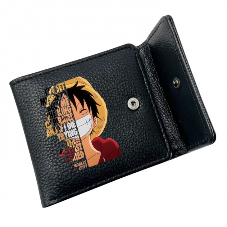 One Piece Anime Litchi Pattern Hidden Buckle Half Fold Printed Wallet 12X10X2CM